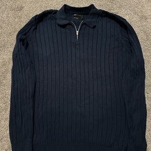 ASOS Men's Navy Sweater with Half-Zip